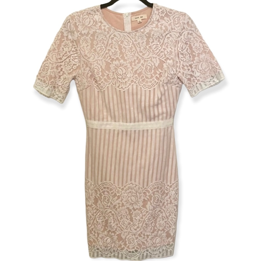 Just Me Lace Overlay Fitted Dress • Size S